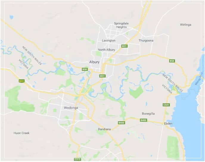 Albury Wodonga Sheds Map