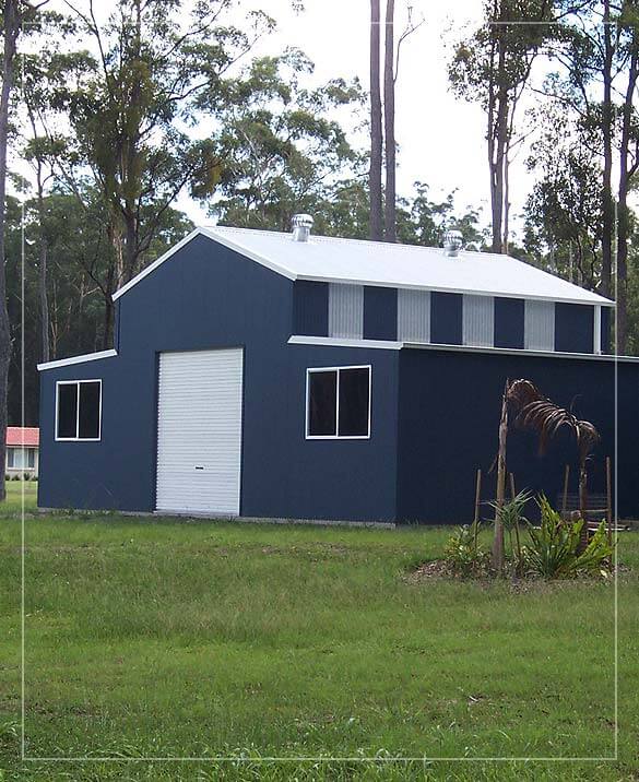 Custom shed with door and windows