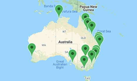 map of stores in Australia