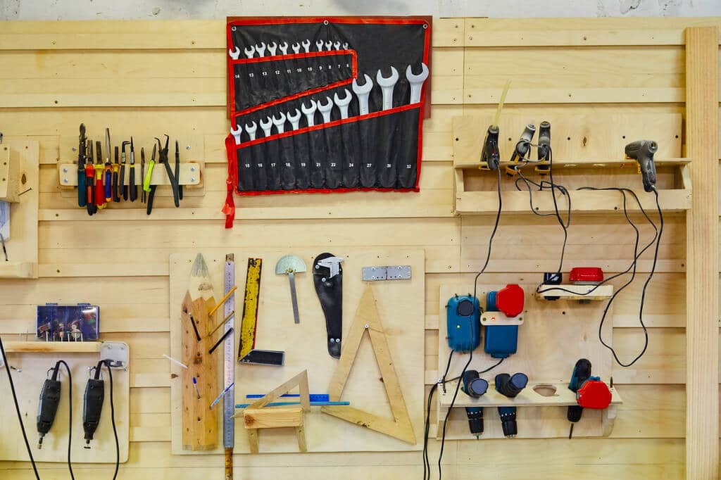 Organising tools in shelves can make your storage shed more spacious.